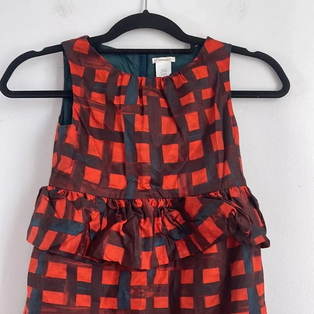J. Crew Crewcuts cotton sleeveless plaid peplum ruffle dress sz 8